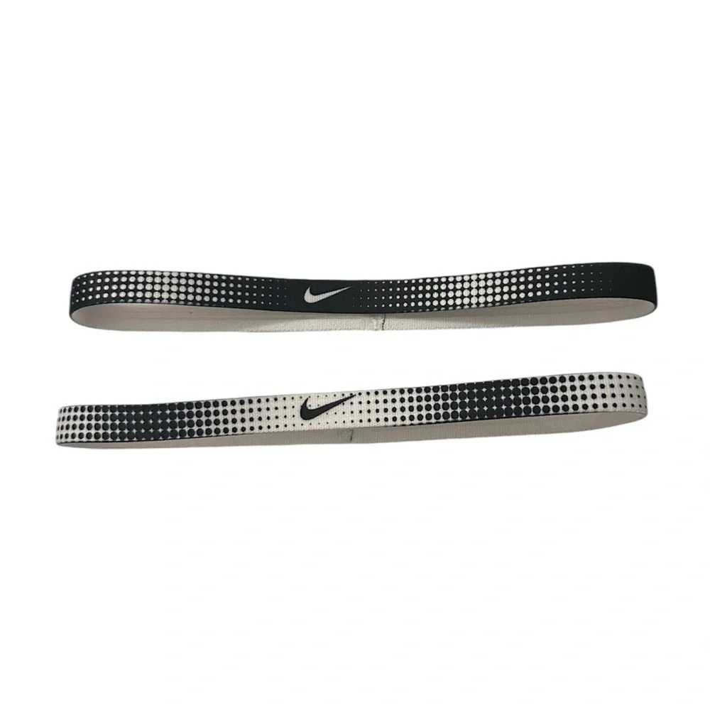 NWOT Nike Swoosh 2 Thin Headbands Black and White Fade Design